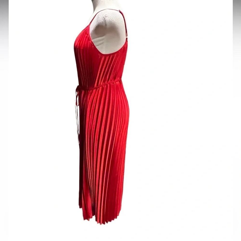Sam Edelman Red Pleated Midi Dress Sleeveless Size M NWOT - Picture 5 of 10